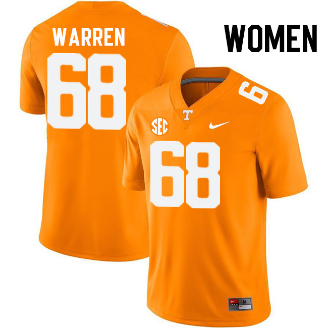 Women #68 Bennett Warren Tennessee Volunteers College Football Jerseys Stitched-Orange